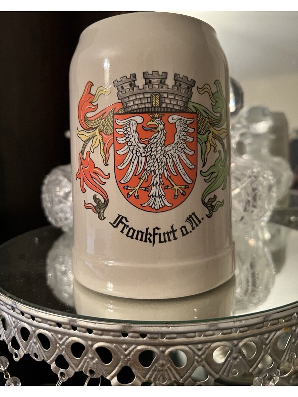 Gerz German Beer Mug Frankfurt am Main Breweriana Crest Stein Germany 0.5L